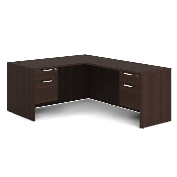 OfficeSource OS Laminate Double 3/4 Pedestal L-Desk - 60'' x 30'' (DBLHLOS103)