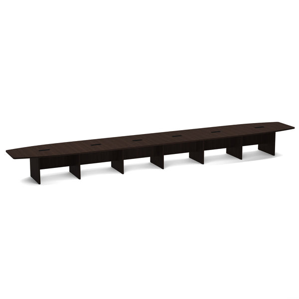 OfficeSource OS Laminate Conference Tables Expandable Boat Shaped Conference Table with Slab Base - 26' (OSCB26)