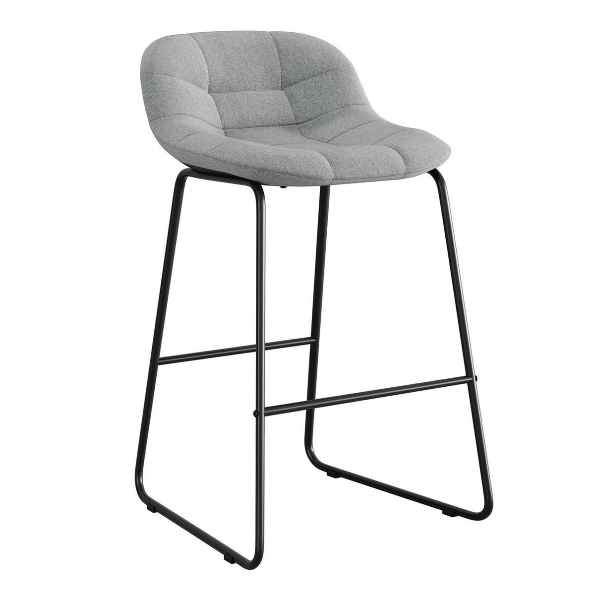 OfficeSource Jaden Low Back Café Height Fabric Stool with Black Sled Base (Set of 2) (OSST4035F)
