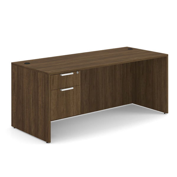 OfficeSource OS Laminate Single 3/4 Pedestal Desk - 71" x 30" (SGLHDOS105)