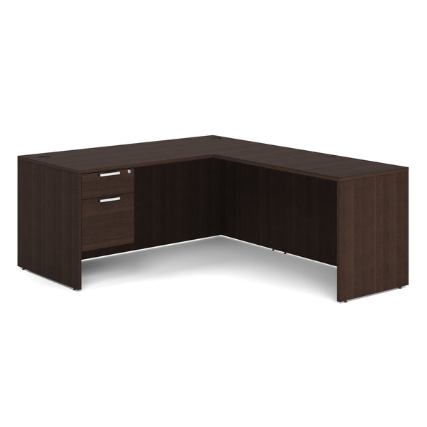 OfficeSource OS Laminate Single 3/4 Pedestal L-Desk - 66" x 30" (SGLHLOS102)