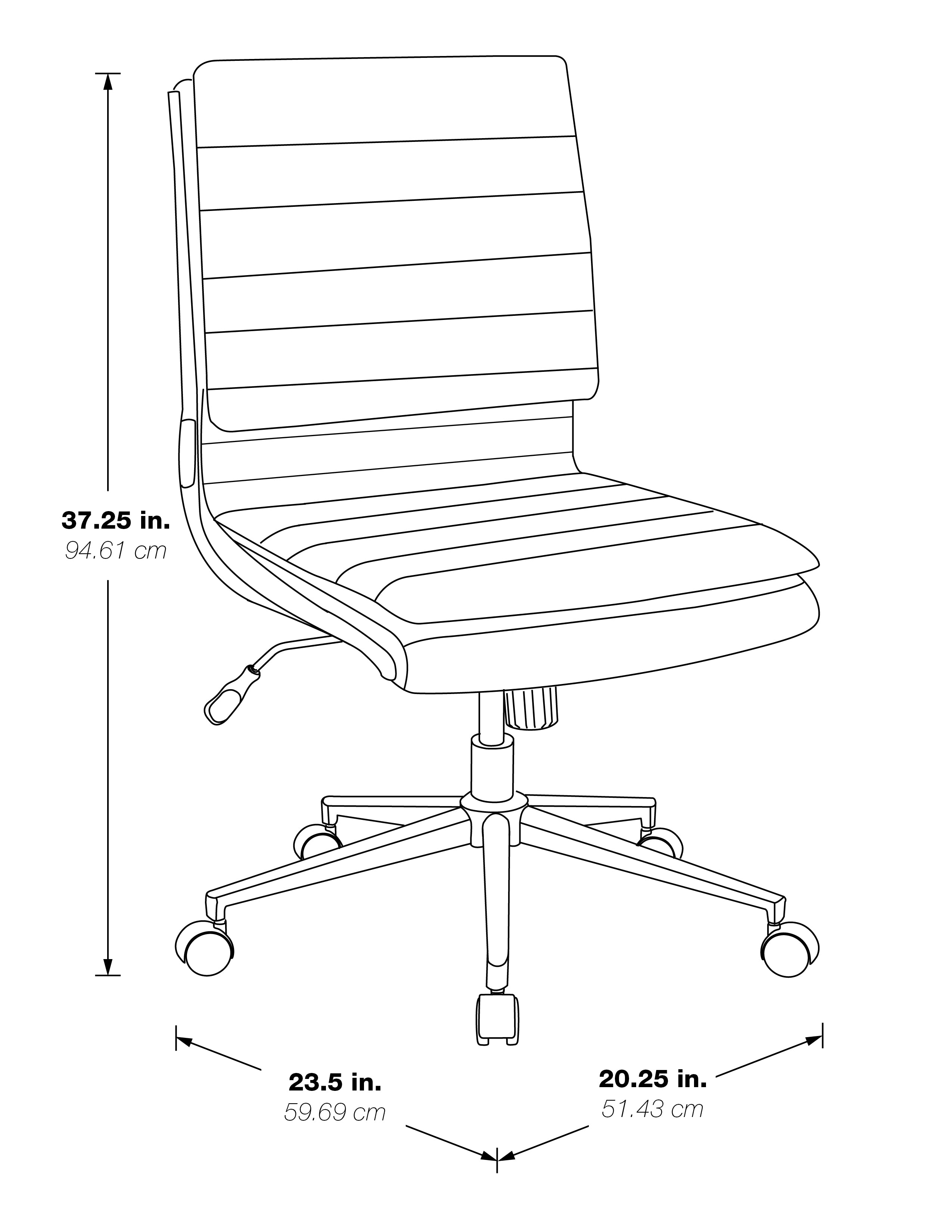 Armless Mid Bk Mgrs Faux Lthr Chair