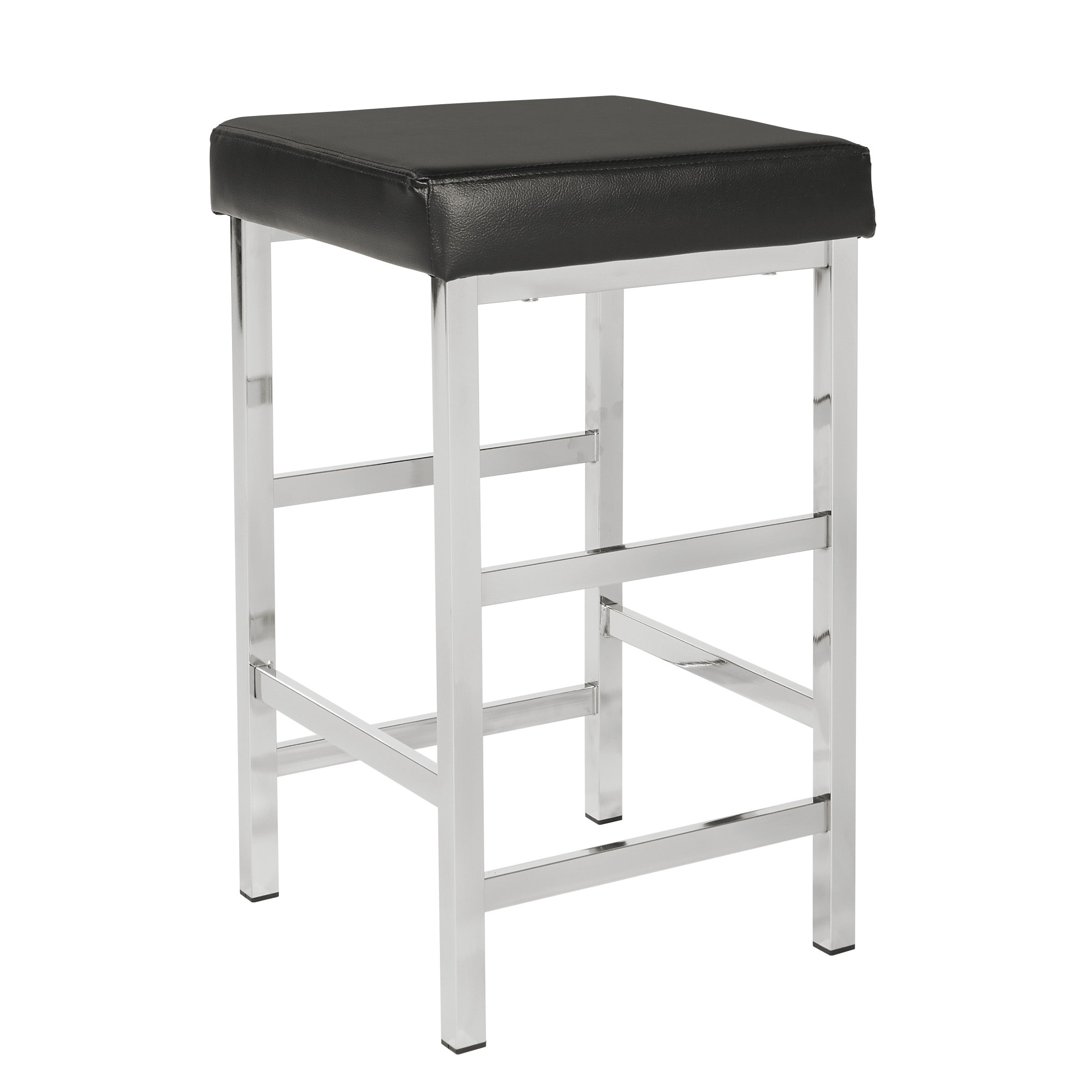 26" Polished Chrome Backless Stool
