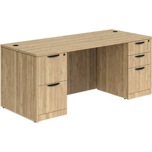N9NE Classic Laminate Double Pedestal Desk with Two Full Pedestals - Aspen / 60" x 30"