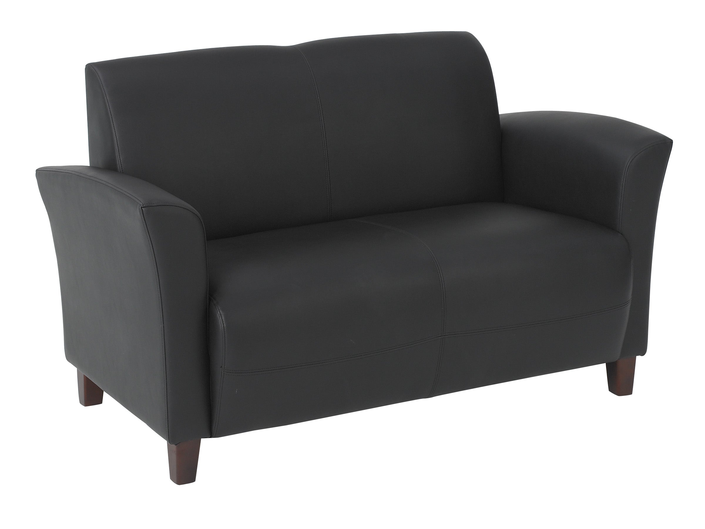 Black Bonded Leather Love Seat