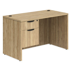 N9NE Classic Laminate Desk with Single Hanging Pedestal, 48"-71" Widths - Aspen / 48" x 24"