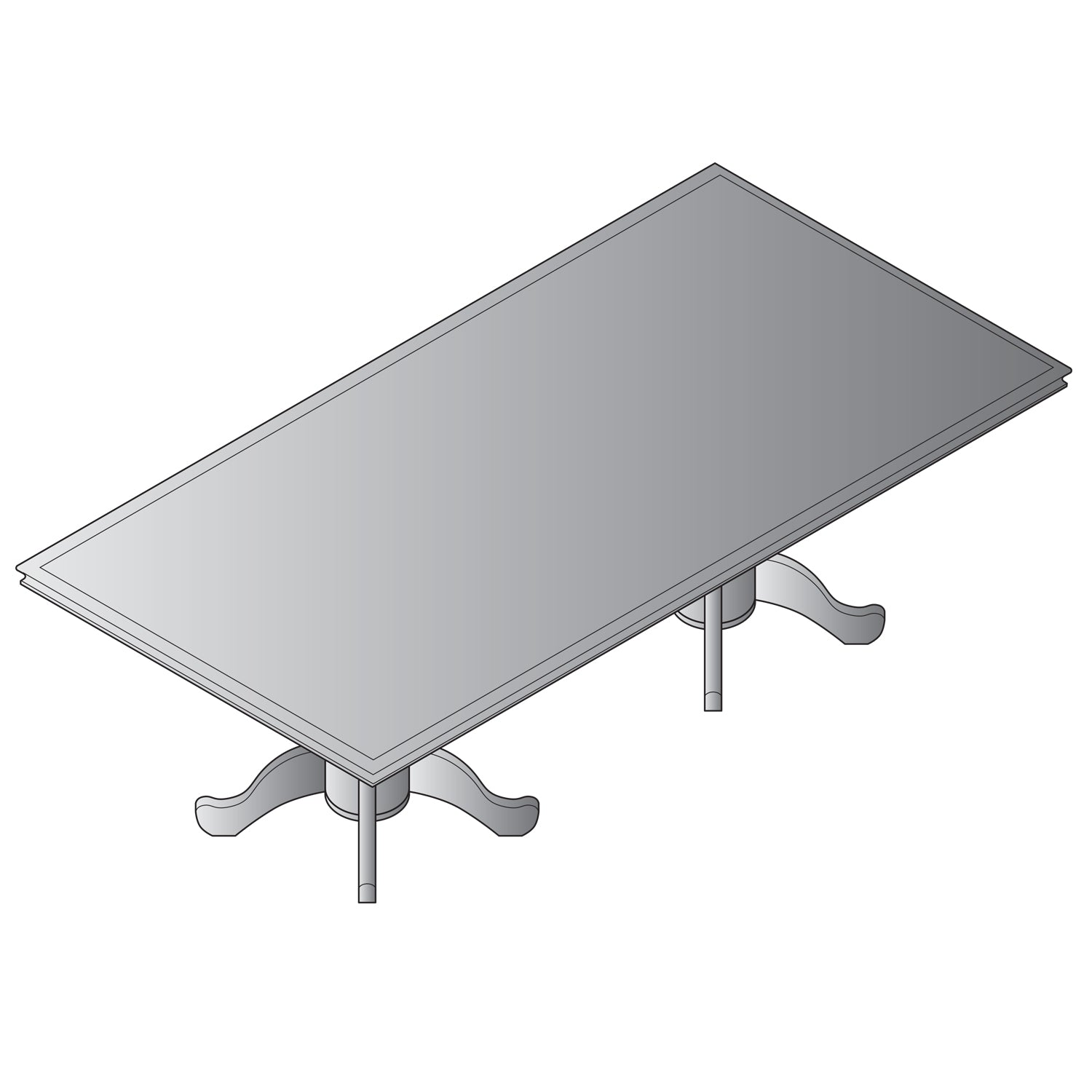 Townsend Rectangular Table with Queen Anne Base 72x36x30H