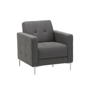 N9NE Hagen Mid-Century Club Chair with Metal Legs, Slate Fabric (9071)