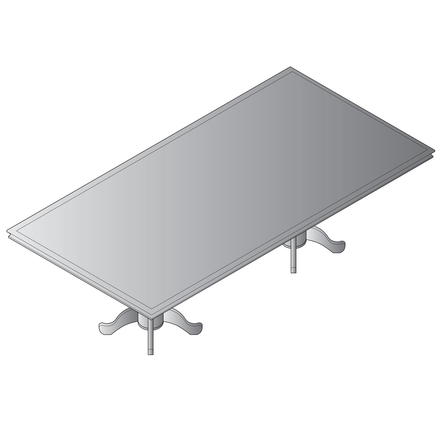 Townsend Rectangular Table with 2 Queen Anne Bases 72x36x30H