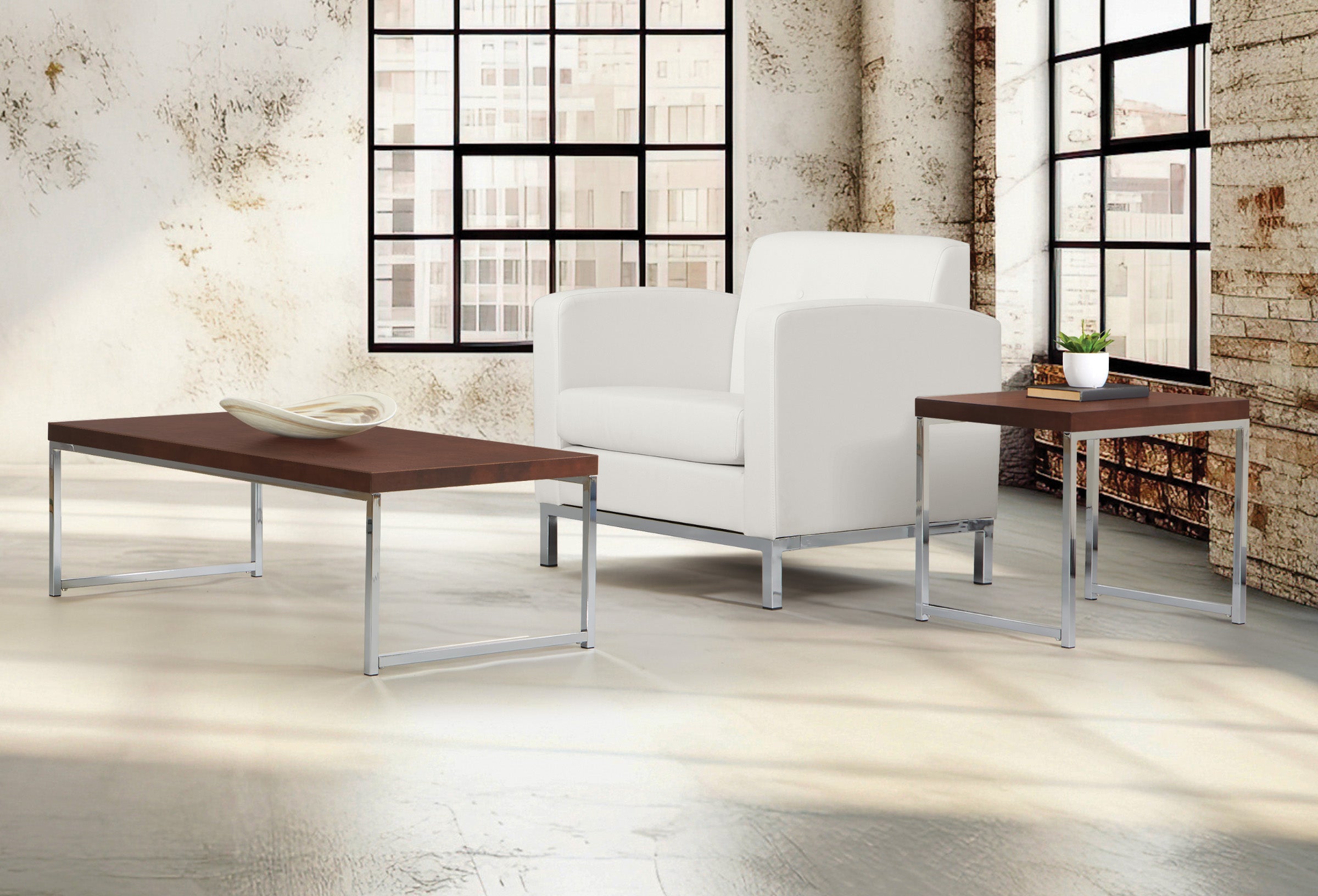 White Faux Leather Armchair
