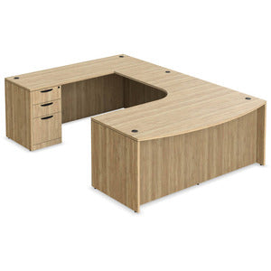 N9NE Classic Laminate Bowfront U-Station with Inner Curve 71" x 107" (CLAUD1012) - Aspen / Left