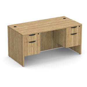 N9NE Classic Laminate Desk with Two Hanging Pedestals, 60" to 71" Wide - Aspen / 60" x 30"