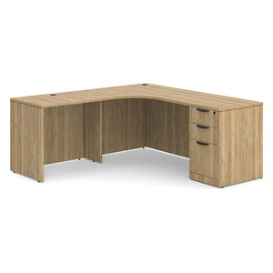 N9NE Classic Laminate Radius L-Shape Desk 71" x 71" (CLALD1003) - Aspen / Left