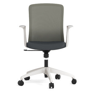 N9NE Fortis Mesh Back Swivel Chair, White Frame & Gray (5621)