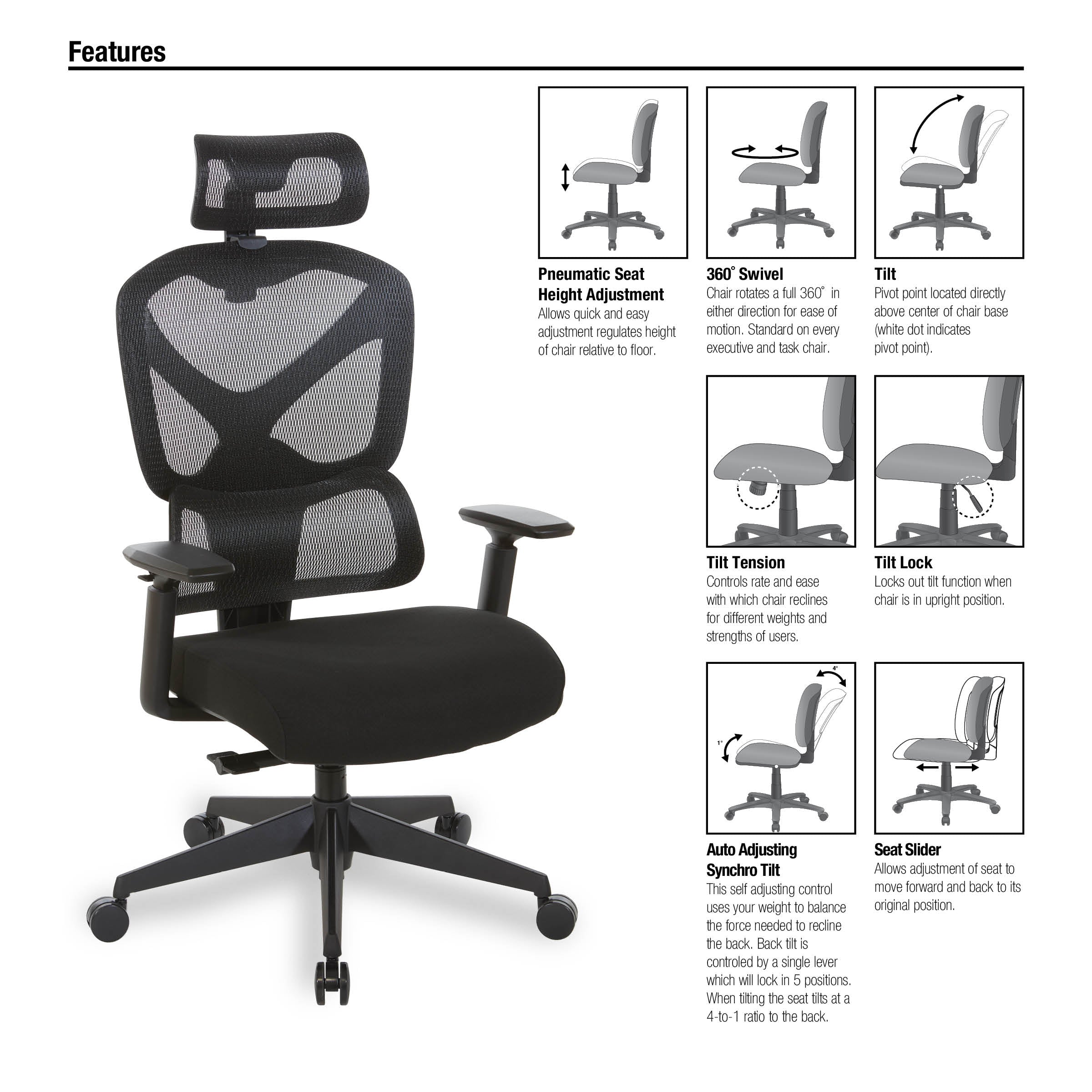 Mesh Back Manager’s Chair with Headrest