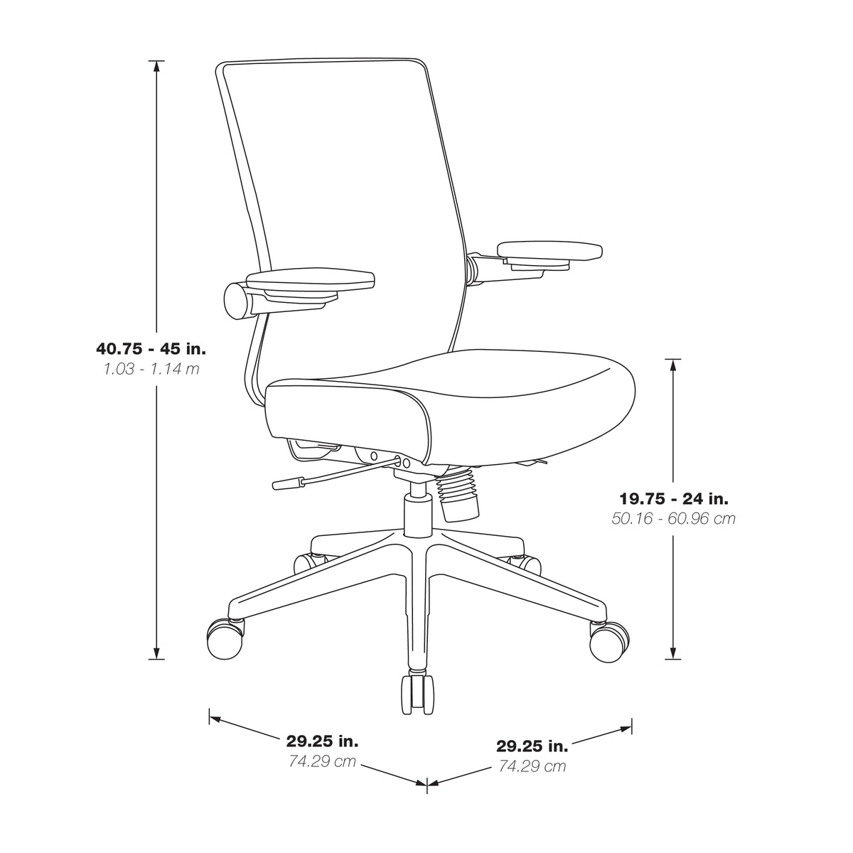 Office Star SPACE 867-E36N64R manager chair – product dimensions
