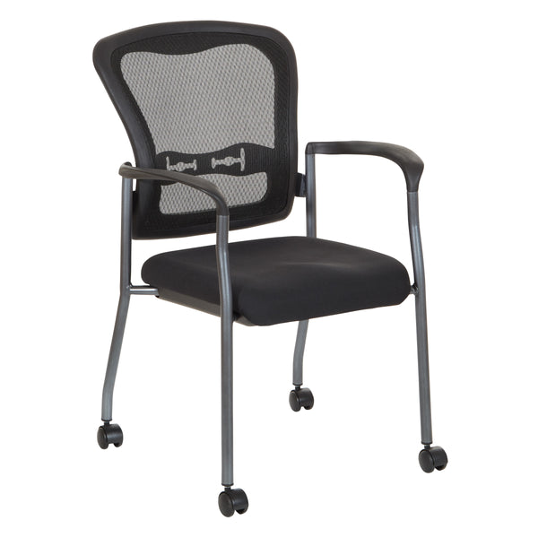 Office Star 84540 titanium finish visitors chair with arms – fabric shown may vary