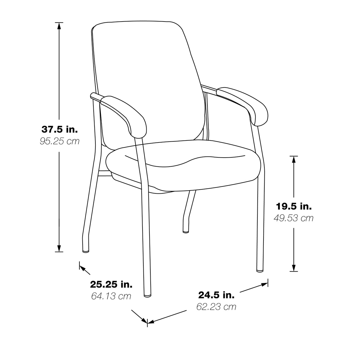 Office Star Work Smart 83750C visitor chair – product dimensions