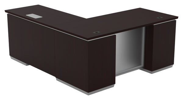 Office Star Tuxedo L-shaped desk with right return in Dark Roast; desk and pedestals sold separately