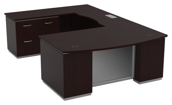 Tuxedo U-Shaped Desk with Bridge and Lateral File in Dark Roast, left bridge