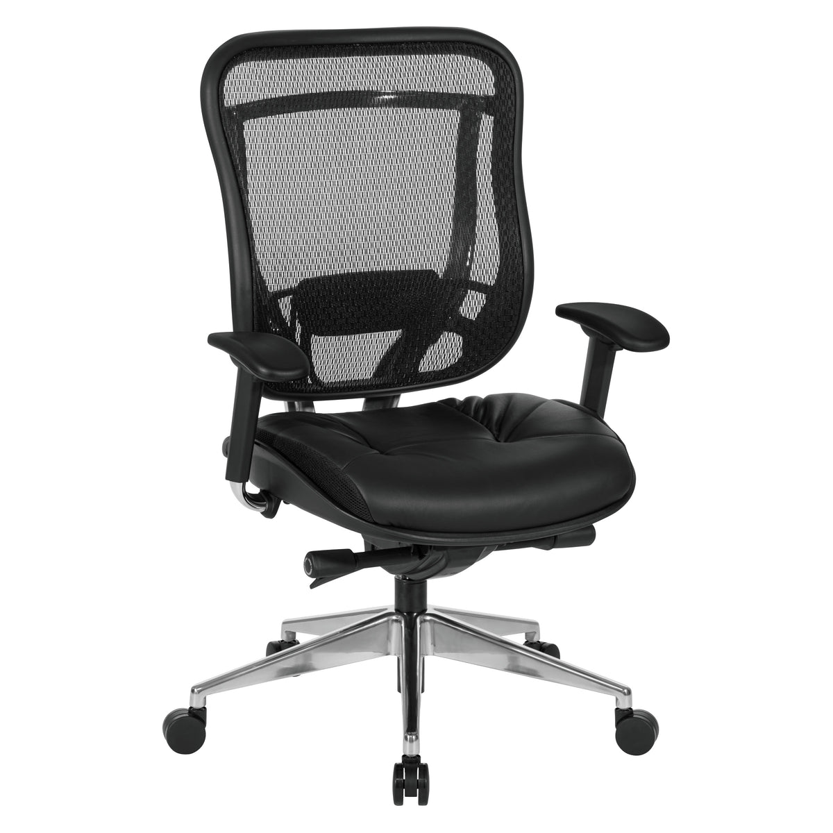 Office Star SPACE 818A mesh and leather executive chair