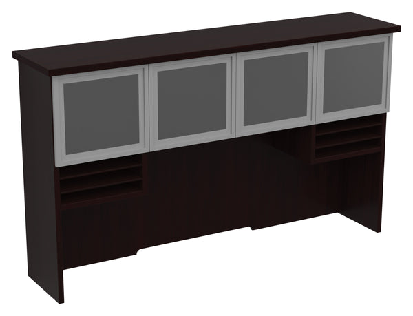 Office Star Tuxedo 72" Hutch with Frosted Glass Doors in Dark Roast
