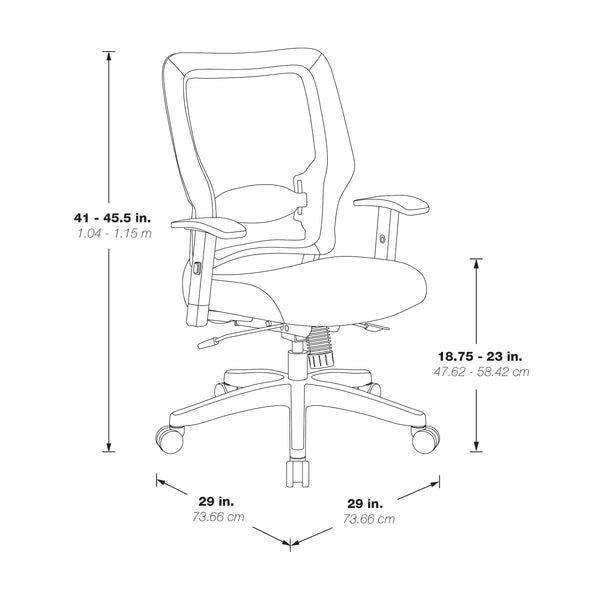 Office Star SPACE 63247SM 24/7 Mesh Manager Chair – product dimensions