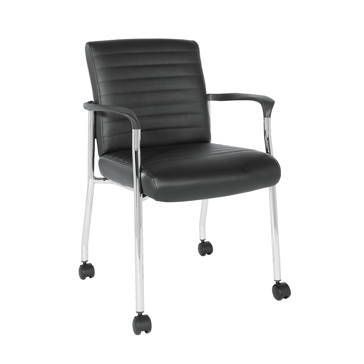 Office Star Work Smart FL38640C Faux Leather Guest Chair with Casters
