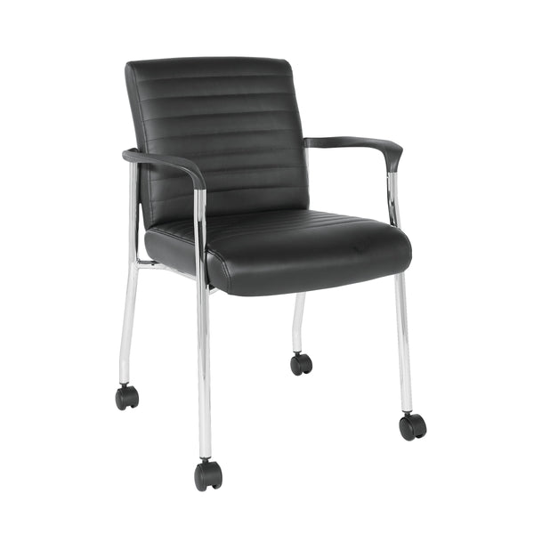 Office Star Work Smart FL38640C Faux Leather Guest Chair with Casters