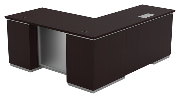 Tuxedo L-Shaped Desk 66" x 78" in Dark Roast, left return
