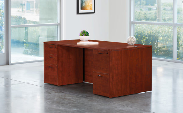 Office Star Napa rectangular double pedestal executive desk in Cherry laminate – commercial office furniture, quote available