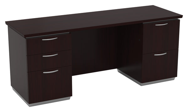 Office Star Tuxedo Double Pedestal Credenza 72" x 24" in Dark Roast