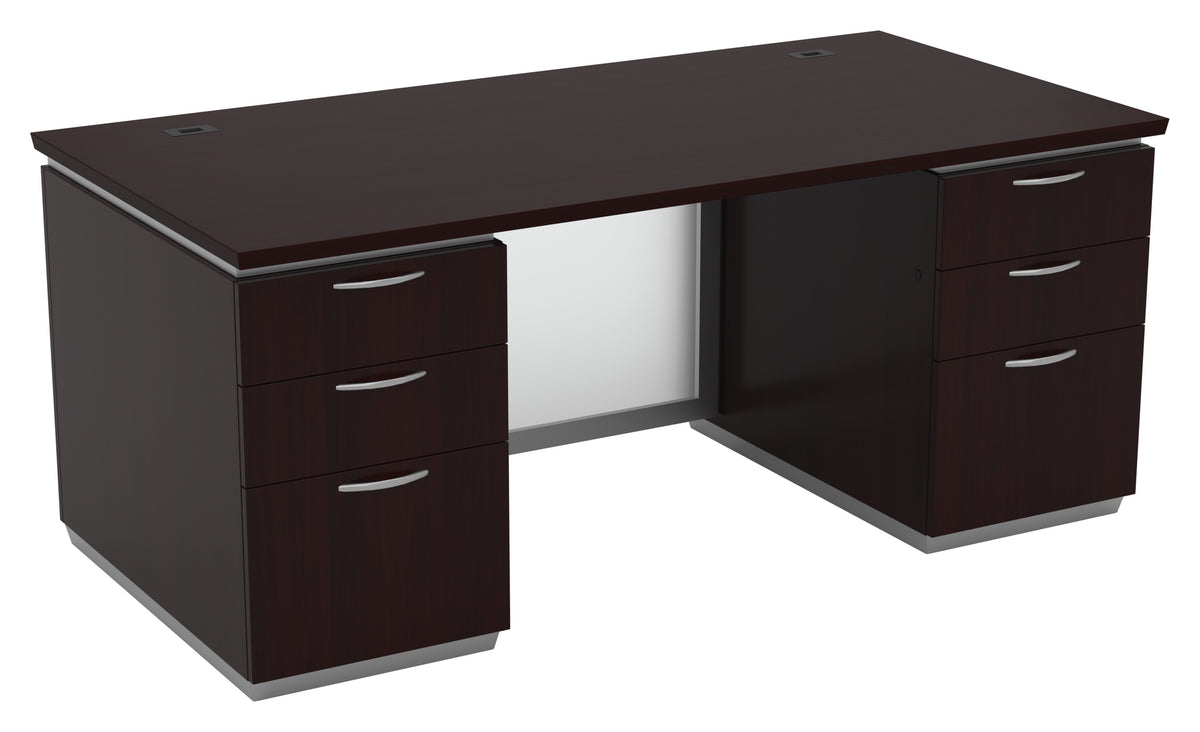 Office Star Tuxedo Double Pedestal Desk 72" x 36" in Dark Roast