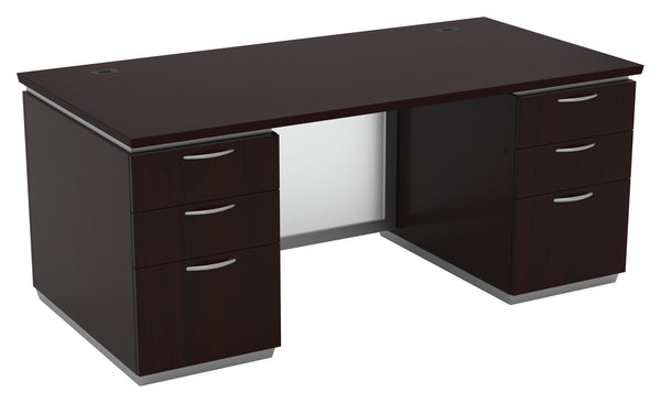Office Star Tuxedo Double Pedestal Desk 72" x 36" in Dark Roast