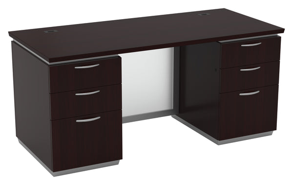Office Star Tuxedo Double Pedestal Desk 66" x 30" in Dark Roast