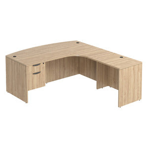 N9NE Classic Laminate Bowfront Radius L-Shape Desk 71" x 78" (CLALD2009) - Aspen