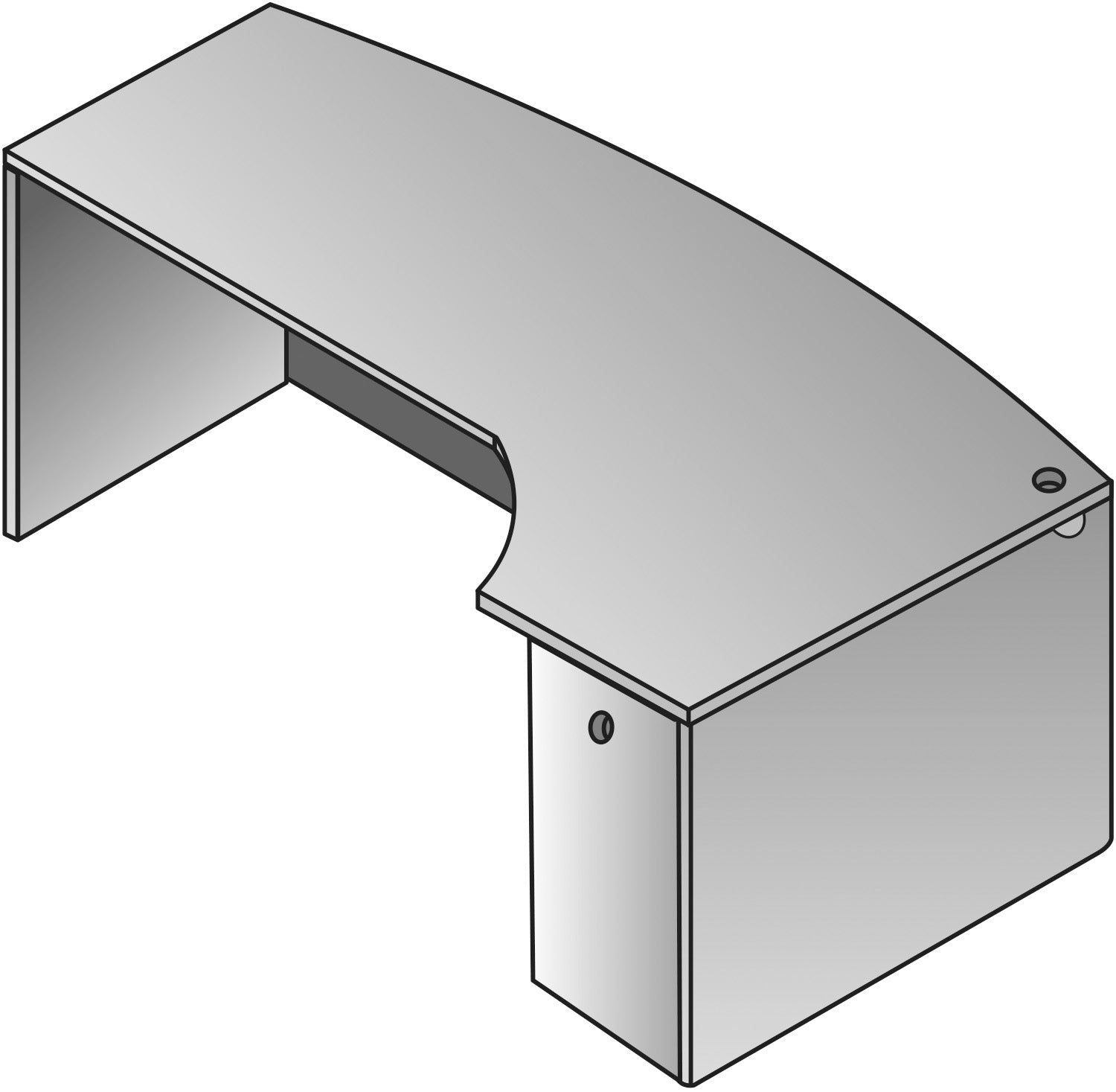 Napa Right Corner Bow Desk 71X48