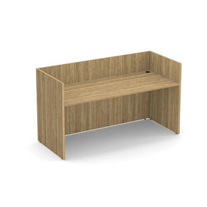 N9NE Classic Laminate Gallery Reception Desk 71" x 30" x 41"H (PL169NTT) - Aspen / No Transaction Top
