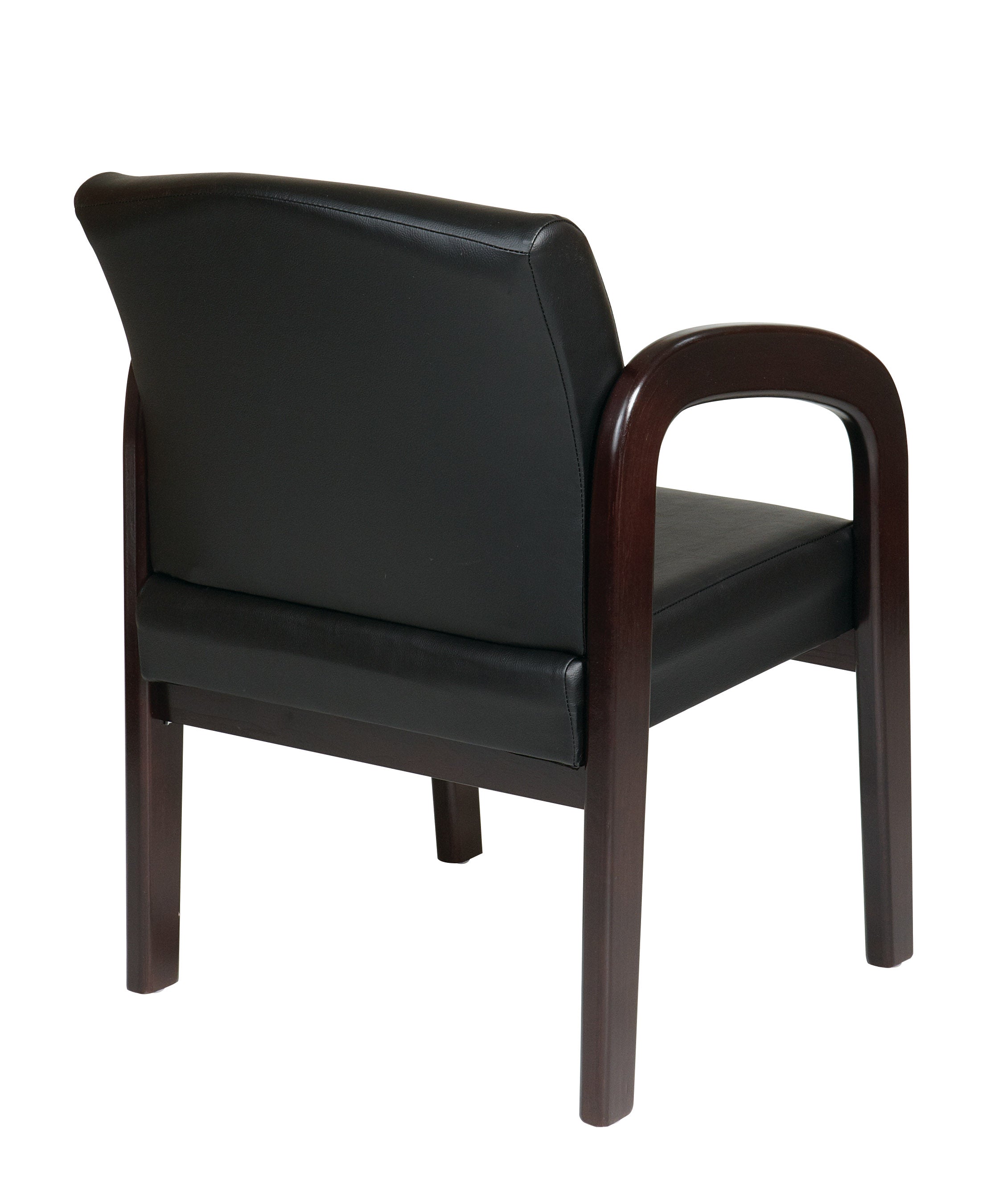 Faux Leather Espresso Finish Wood Visitor Chair