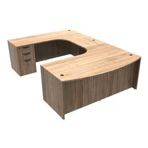 N9NE Classic Laminate Bowfront U-Station with Inner Curves 71" x 108" (CLAUD1009) - Aspen / Left