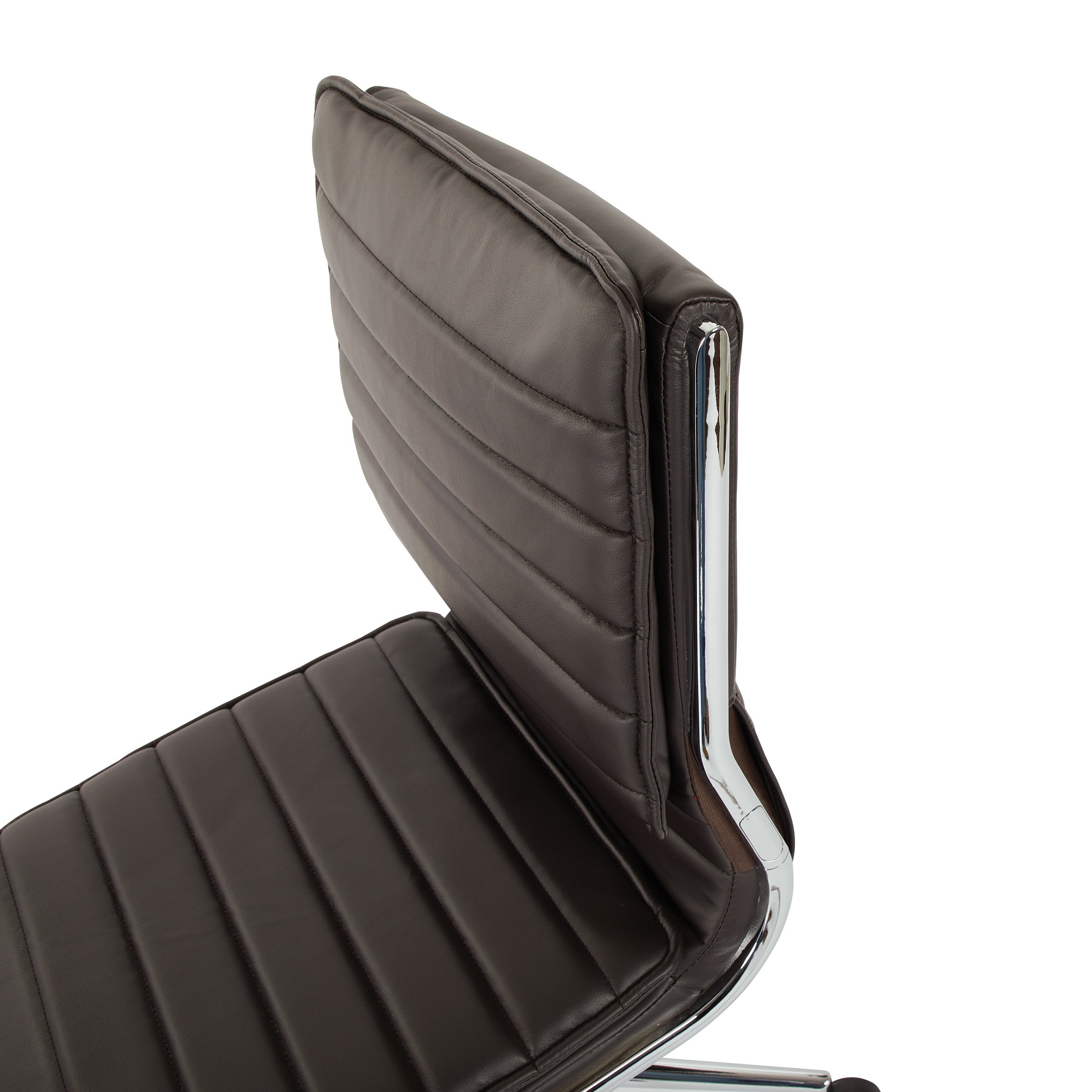 Armless Mid Bk Mgrs Faux Lthr Chair
