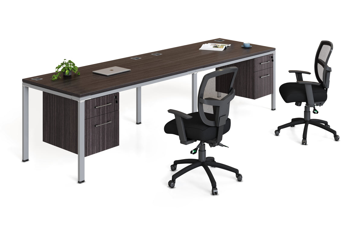 Boss Simple System Double Desk, Side by Side with (2) Pedestals, 71" x 30" Desk Top (SGSD006-203) – view 1