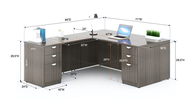 Boss 71 Inch Executive L-Shape Corner Desk with Dual Box/Box/File Storage Pedestals (GROUPA11) – view 4