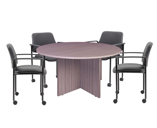 Boss 47"W Executive Round Conference Table and Chairs (GROUP123-D) – view 1