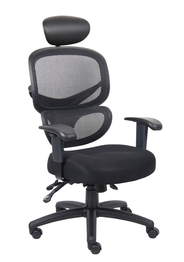 Boss B6338-HR Multi-Function Mesh Task Chair with Headrest – view 1