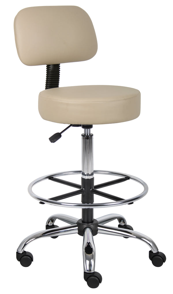 Boss B16245 Antimicrobial Vinyl Medical/Drafting Stool with Back Cushion – view 1