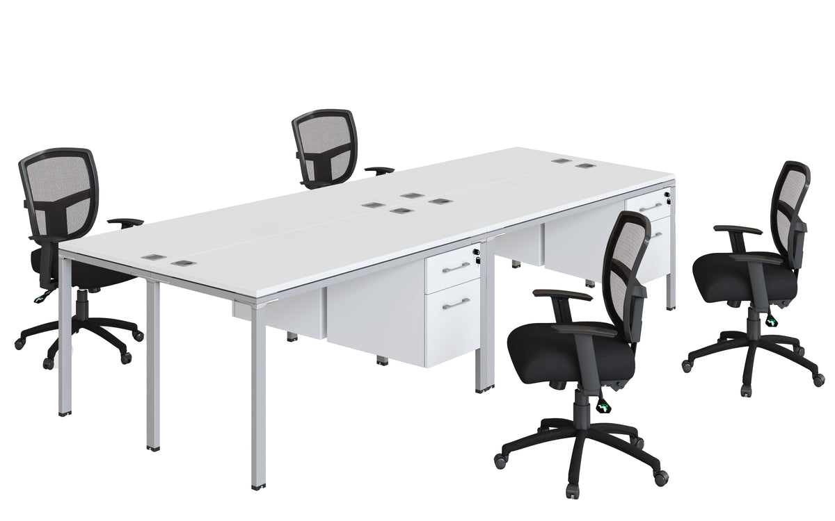 Boss Simple System Quad Desks with (4) Pedestals, 60" x 30" Desk Top (SGSD016-201) – view 2