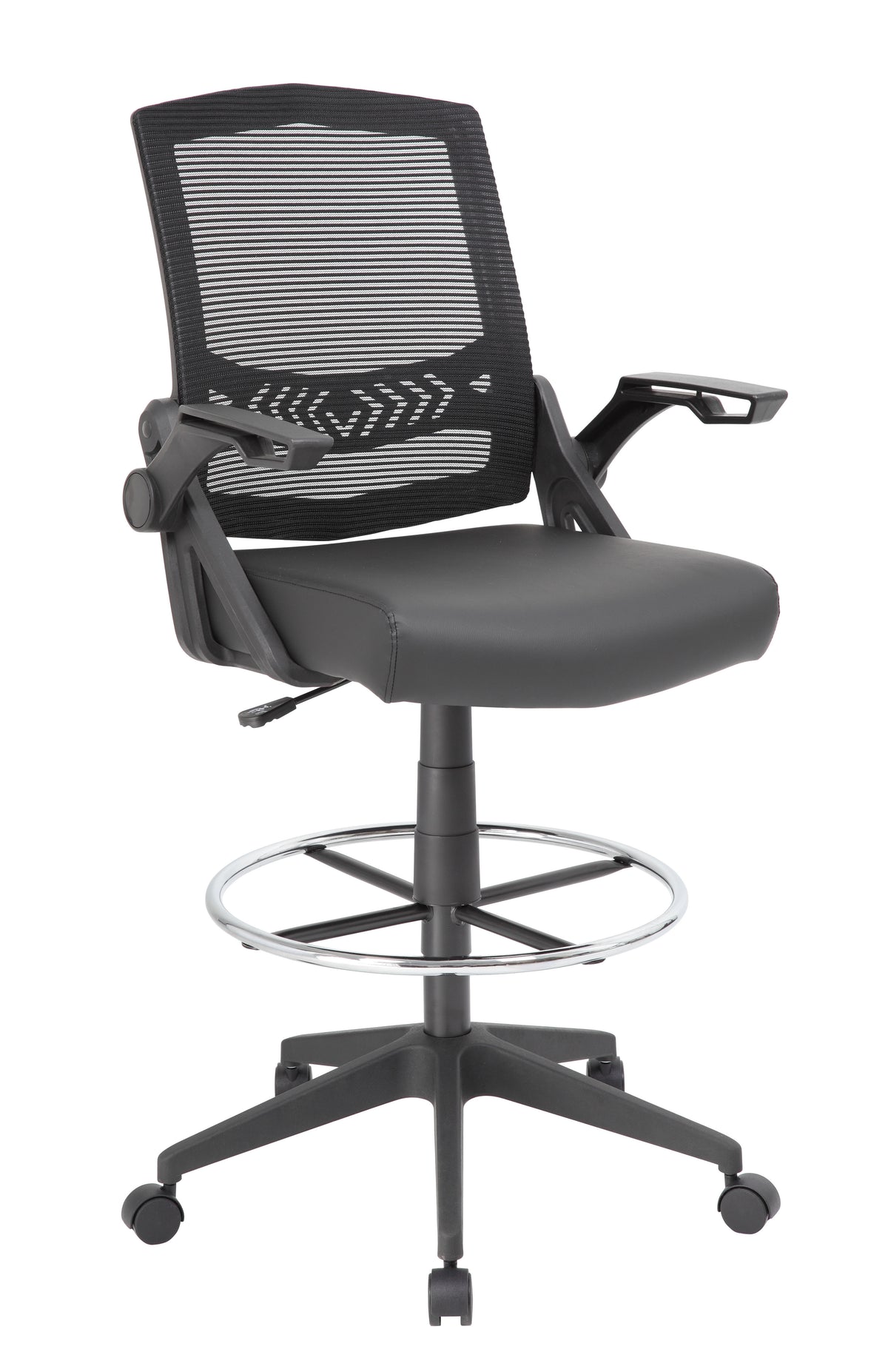 Boss B16223-BK Mesh Drafting Stool with Flip Arms – view 1