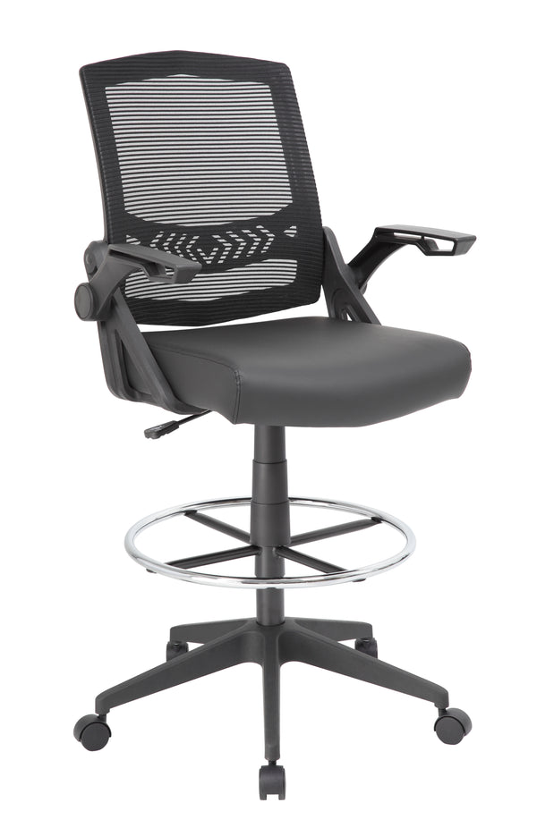 Boss B16223-BK Mesh Drafting Stool with Flip Arms – view 1
