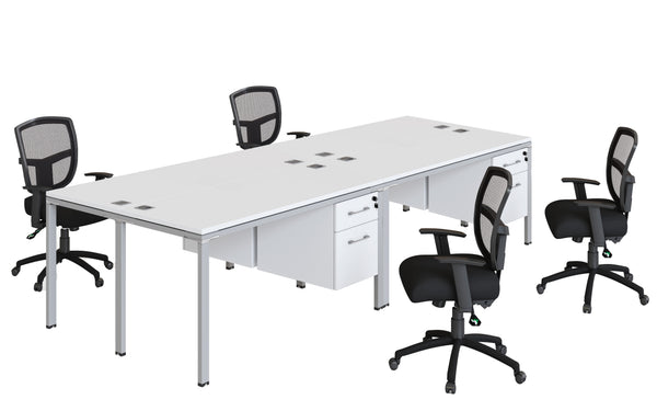 Boss Simple System Quad Desks with (4) Pedestals, 66" x 30" Desk Top (SGSD016-202) – view 2